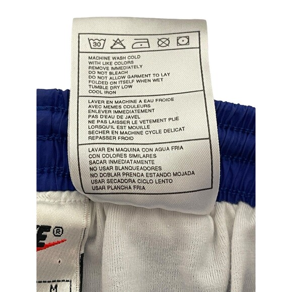 VTG 1997 Nike Tonal Swoosh Track Pants Nylon Windbreaker Joggers Baggy Blue 90s - Picture 6 of 13